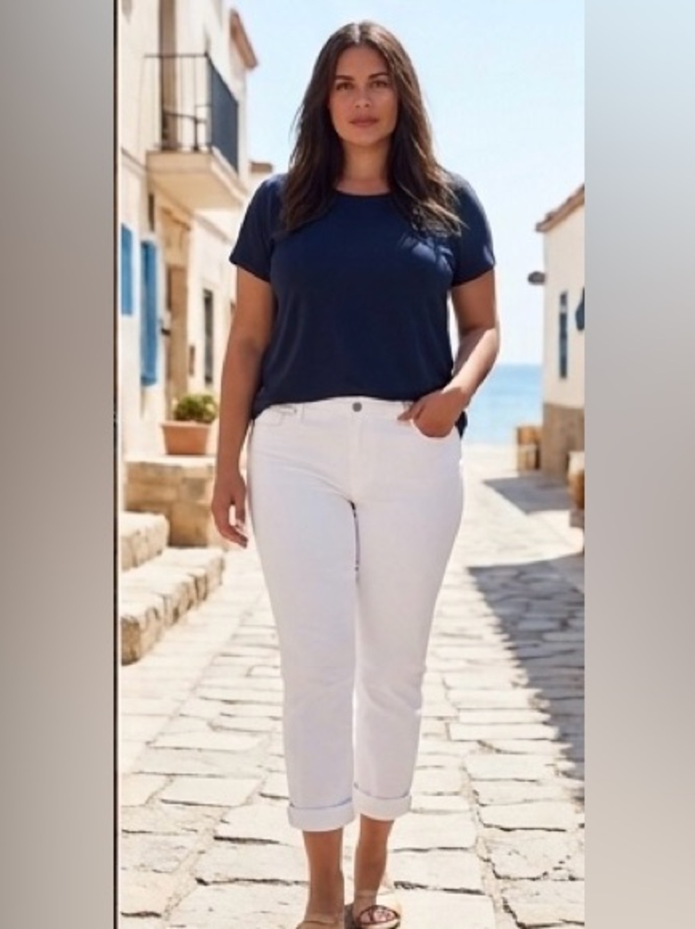 JEN7 by 7 For All Mankind women's stretchy white denim pants.‎ Plus size 22